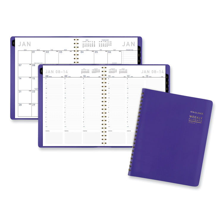 AT-A-GLANCE® Contemporary Weekly/Monthly Planner, 11.38 x 9, Purple Cover, 12-Month (Jan to Dec): 2025 (AAG70940X14)