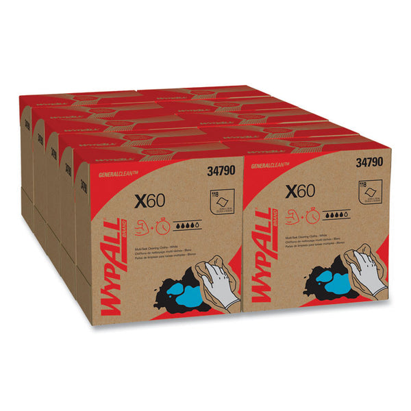 WypAll® General Clean X60 Cloths, POP-UP Box, 8.34 x 16.8, White, 118/Box, 10 Boxes/Carton (KCC34790CT)