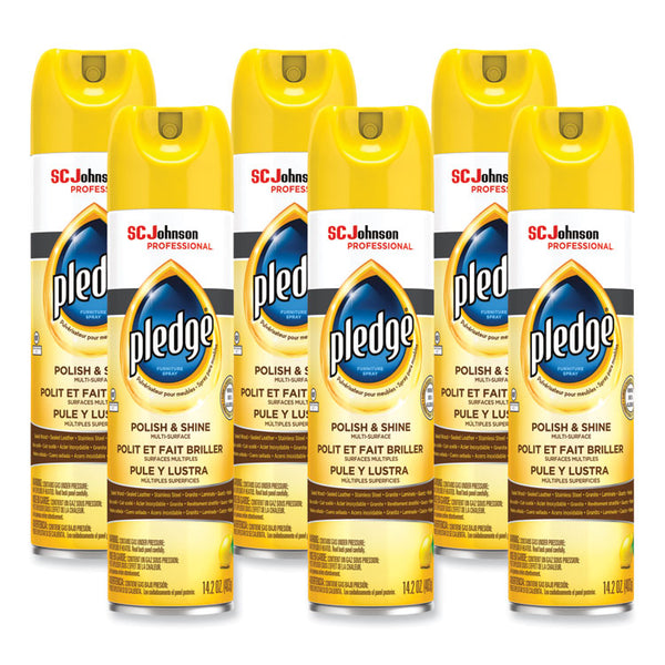 Pledge® Furniture Polish, Lemon, 14.2 oz Aerosol Spray, 6/Carton (SJN301168)