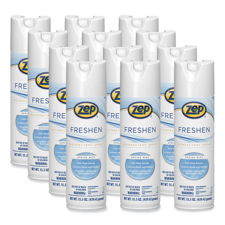 Freshen Disinfectant Spray, Spring Mist, 15.5 oz Aerosol Spray, 12/Carton (ZPP1050017)