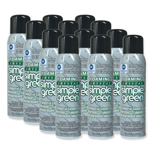 Simple Green® Foaming Crystal Industrial Cleaner and Degreaser, 20 oz Aerosol Spray, 12/Carton (SMP19010)