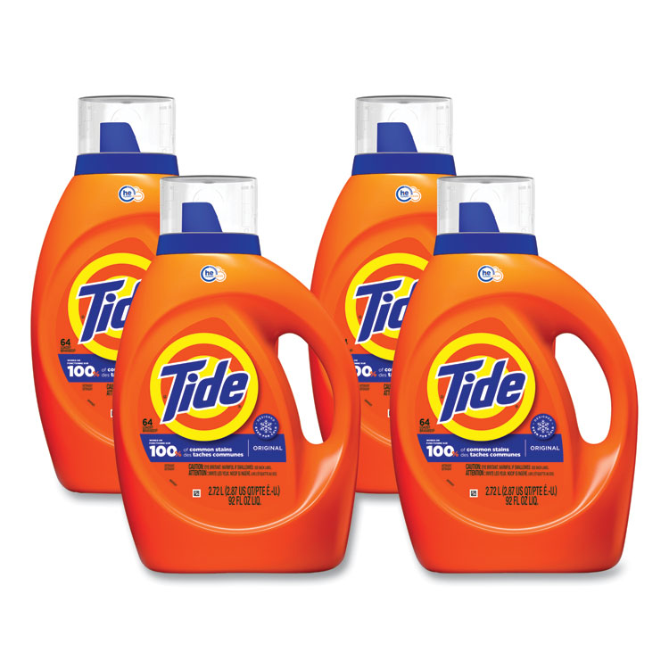 Tide® HE Laundry Detergent, Original Scent, Liquid, 64 Loads, 92 oz Bottle, 4/Carton (PGC40217)