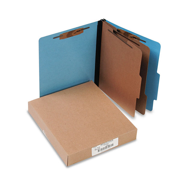 ACCO ColorLife PRESSTEX Classification Folders, 3" Expansion, 2 Dividers, 6 Fasteners, Letter Size, Light Blue Exterior, 10/Box (ACC15662)