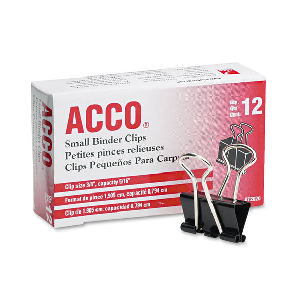 ACCO Binder Clips, Small, Black/Silver, Dozen (ACC72020)