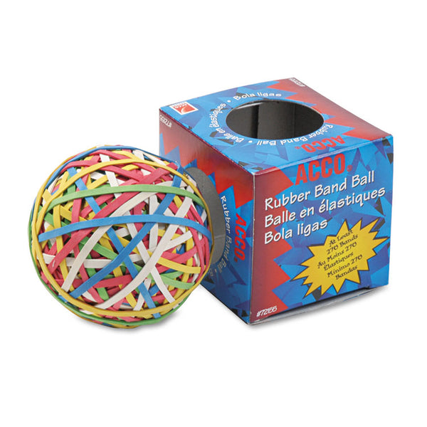 ACCO Rubber Band Ball, 3.25" Diameter, Size 34, Assorted Gauges, Assorted Colors, 270/Pack (ACC72155)