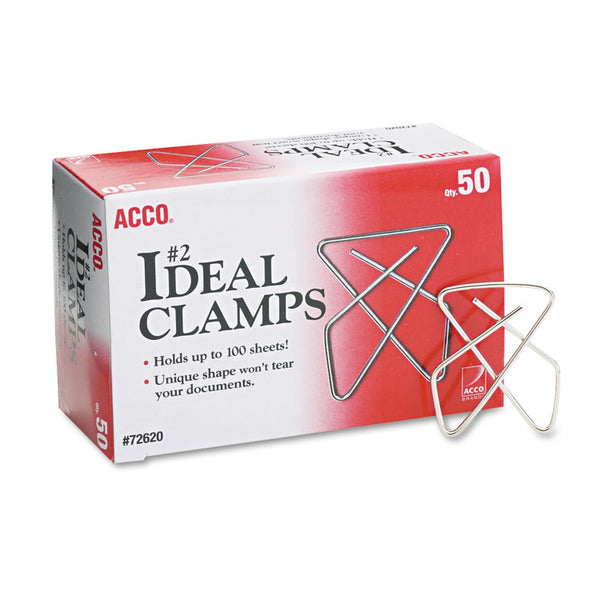 ACCO Ideal Clamps, #2, Smooth, Silver, 50/Box (ACC72620)