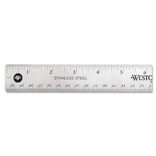 Westcott® Stainless Steel Office Ruler With Non Slip Cork Base, Standard/Metric, 12" Long (ACM10415) Each