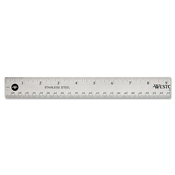 Westcott® Stainless Steel Office Ruler With Non Slip Cork Base, Standard/Metric, 18" Long (ACM10417) Each