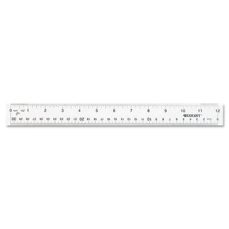 Westcott® Clear Flexible Acrylic Ruler, Standard/Metric, 12" Long, Clear (ACM10562)