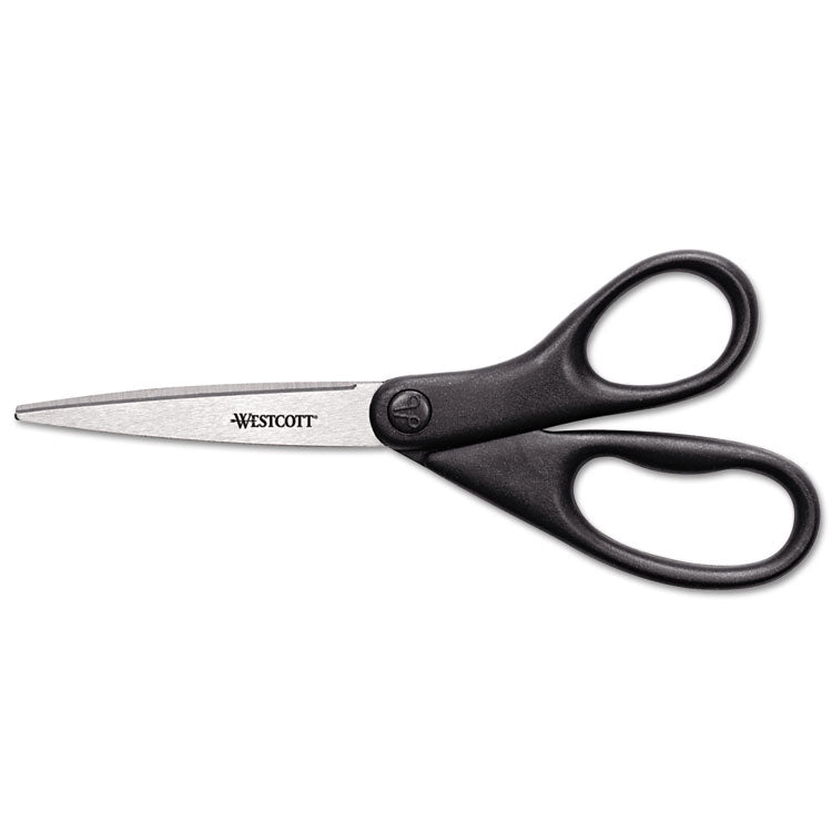 Westcott® Design Line Straight Stainless Steel Scissors, 8" Long, 3.13" Cut Length, Black Straight Handle (ACM13139) Each