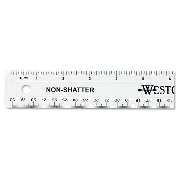 Westcott® Non-Shatter Flexible Ruler, Standard/Metric, 12" Long, Plastic, Clear (ACM13862) Each