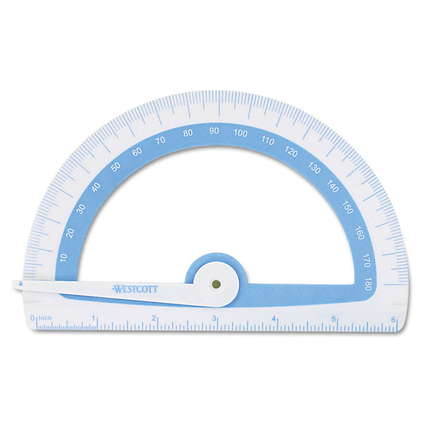 Westcott® Soft Touch School Protractor with Antimicrobial Product Protection, Plastic, 6" Ruler Edge, Assorted Colors (ACM14376) Each