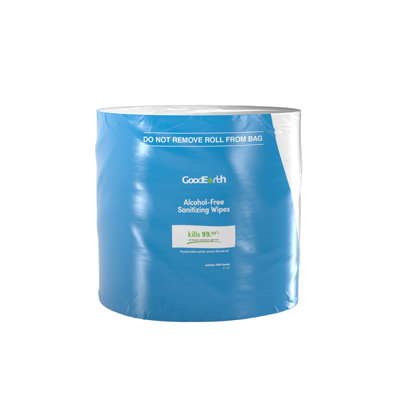GoodEarth Sanitizing Wipes (Spunlace) - 4000 Total Wipes (1000 wipes per roll; 4 rolls per case)
