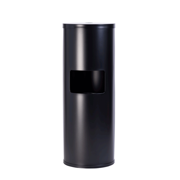 GoodEarth Black Stainless Steel Floor Stand Wipe Dispenser with Built-in Trash Receptacle Media - Gif